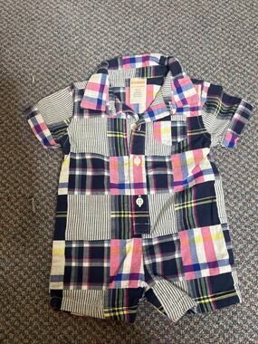Gymboree Boys Plaid Romper 0/3 months